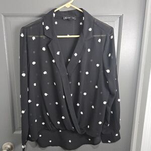 Black white sheer draping top